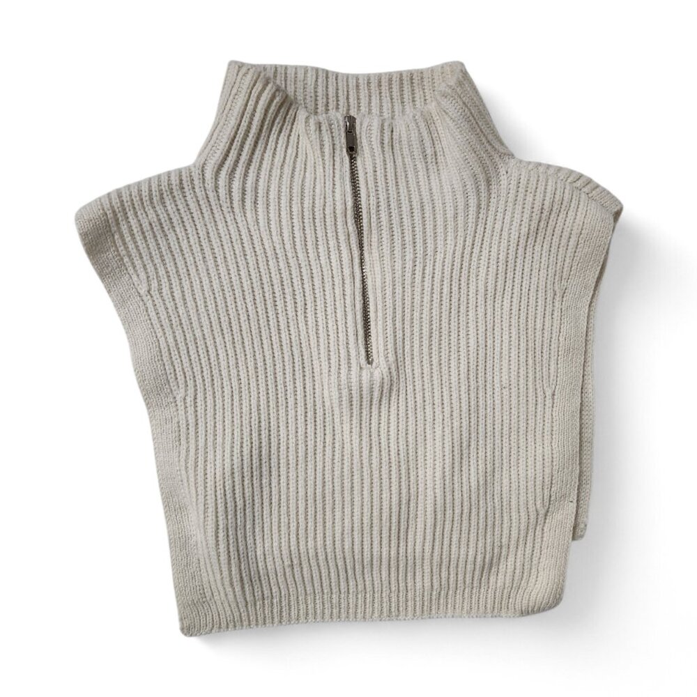 NWOT H&M Knit Sweater One Size Ivory Quarter Zipper Open Sides Turtleneck Vest